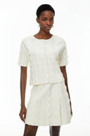Hvítdís White Beaded Blouse & Skirt Set
