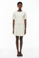 Hvítdís White Beaded Blouse & Skirt Set