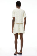 Hvítdís White Beaded Blouse & Skirt Set