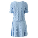 Hvítdís Blue Beaded Blouse & Skirt Set