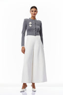 Hallbera Grey 3D Petal Knit Cardigan