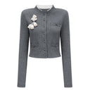 Hallbera Grey 3D Petal Knit Cardigan