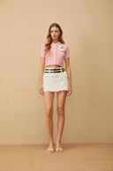 Hallbera Pink 3D Petal Knit Cardigan