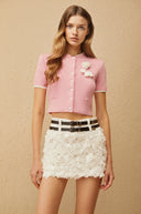 Hallbera Pink 3D Petal Knit Cardigan