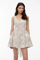 Arlette Cream Square Neck Floral Print Mini Dress