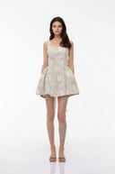 Arlette Cream Square Neck Floral Print Mini Dress