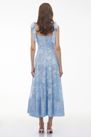 Odile Blue Sweetheart Floral Embroidered Maxi Dress