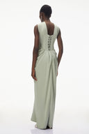 Dominique Green Halterneck Corset Maxi Gown