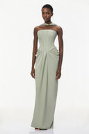 Dominique Green Halterneck Corset Maxi Gown