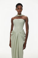 Dominique Green Halterneck Corset Maxi Gown
