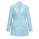 Lyudmila Blue Double-Breasted Blazer & Shorts Set