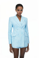 Lyudmila Blue Double-Breasted Blazer & Shorts Set