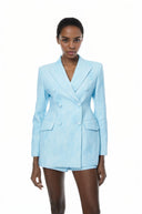 Lyudmila Blue Double-Breasted Blazer & Shorts Set