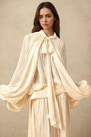 Sienna Rae Satin Pleat Maxi Dress in Neutrals