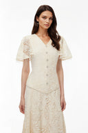 Corinne White Sequin Floral Lace Maxi Dress