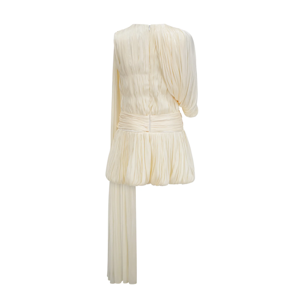 Chloe Pleated Mini Dress with One-Shoulder Drape
