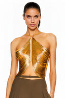 Lanetta Gold Top With Glitter Tassel