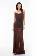 Martine Brown Draped Ruched Maxi Dress