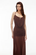 Martine Brown Draped Ruched Maxi Dress