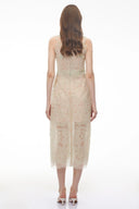 Nanna Green Floral Applique V-Neck Midi Dress