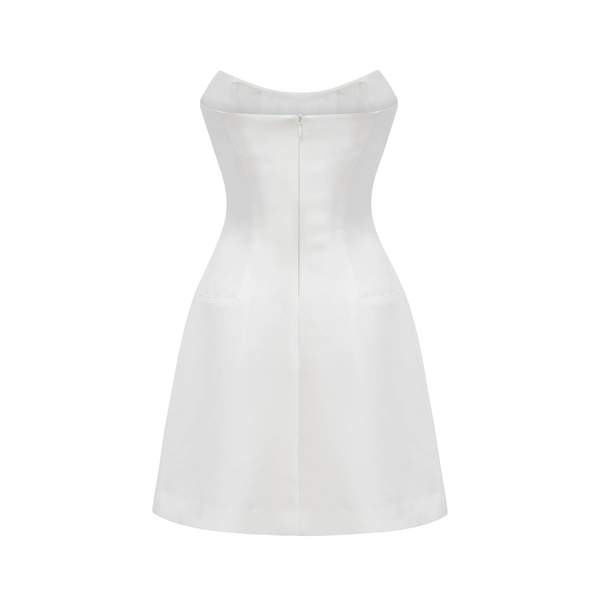 Mireille White Embellished Strapless Mini Dress