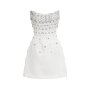 Mireille White Embellished Strapless Mini Dress