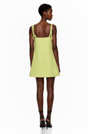 Emer Chartreuse Floral Applique Mini Dress