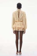 Séraphine Neutral Lace Trim Blouse & Tiered Skirt Set