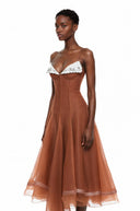 Nadine Rust Brown Asymmetrical Midi Dress