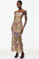 Ségolène Nude Floral Embroidered Maxi Dress