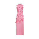 Matilda ärmelloses Maxikleid in Pink mit Kunstblumen- und Schleifenverzierung