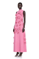 Matilda ärmelloses Maxikleid in Pink mit Kunstblumen- und Schleifenverzierung
