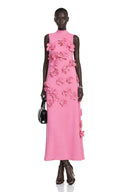 Matilda ärmelloses Maxikleid in Pink mit Kunstblumen- und Schleifenverzierung