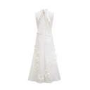 Matilda White Sleeveless Maxi Dress with Faux Flower & Bow-Tie Embellishment