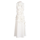 Matilda White Sleeveless Maxi Dress with Faux Flower & Bow-Tie Embellishment