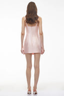 Quinty Pink Embellished Mini Dress with 3D Petals