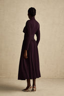 Clarisse Red Ruched Midi Dress with Flap Design Detail