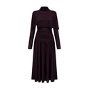 Clarisse Red Ruched Midi Dress with Flap Design Detail