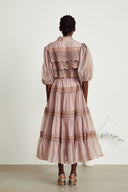 Thérèse lace cut-out tiered midi dress