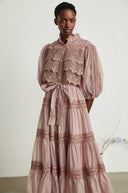 Thérèse lace cut-out tiered midi dress