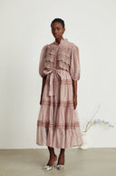 Thérèse lace cut-out tiered midi dress