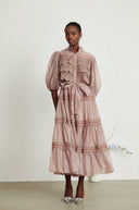 Thérèse lace cut-out tiered midi dress