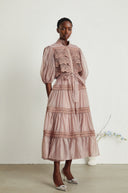 Thérèse lace cut-out tiered midi dress