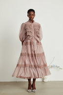Thérèse lace cut-out tiered midi dress