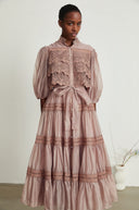 Thérèse lace cut-out tiered midi dress