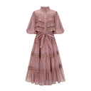 Thérèse lace cut-out tiered midi dress