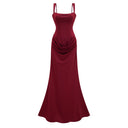 Quiana Red Ruched Corset Maxi Dress