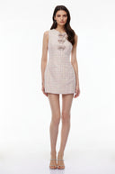 Katia Pink Sleeveless Mini Dress with Bow Buttons