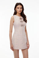 Katia Pink Sleeveless Mini Dress with Bow Buttons