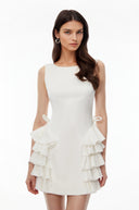 Lydie White Sleeveless Tiered Ruffled Mini Dress